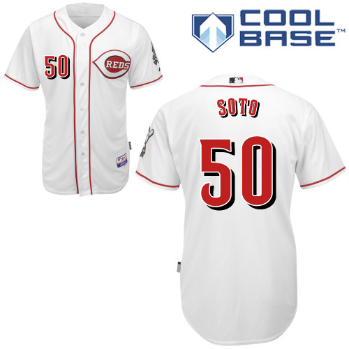 Neftali Soto #50 MLB Jersey-Cincinnati Reds Men's Authentic Home White Cool Base Baseball Jersey